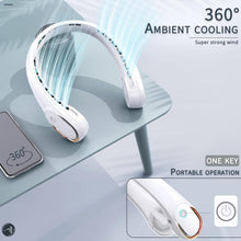 Load image into Gallery viewer, Neck Fan, USB Rechargeable Personal Fan, 4000 mAh Battery Operated, 3 Speeds Adjustable, Faster Cooling, Ultra Quiet, Suitable for Home, Office, Travel, Sports