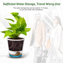 Load image into Gallery viewer, Indoor Self Watering Planters with Drainage Holes and Saucers, 8, 7, 6.5, 6, 5.5, 5 Inches, Green, 6 Pots