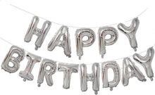 Load image into Gallery viewer, Silver Happy Birthday Balloons Banner,16 Inch Mylar Foil Letters Sign,Reusable Balloons for Women, Men, Boys & Girls Birthday Decorations Party Supplies