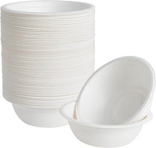 Load image into Gallery viewer, 150 Pack 12 oz Paper Bowls, Disposable Compostable Bowls Heavy-Duty, Biodegradable Soup Bowls Made of Natural Bagasse, Eco-Friendly Sugarcane Bowls for Salad, Dessert, Milk, Cereals