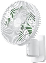 Load image into Gallery viewer, 8 Inch Small Wall Mounted Fan with Remote Control, AC/DC(12V), 90°Oscillating, 4 Speeds, Timer, Adjustable Tilt, 70-Inches Cord Ultra Quiet, for Home Office Camping-White