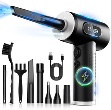 Load image into Gallery viewer, Compressed Air Duster-3 Gear Adjustable 100000RPM Electric Air Duster with LED Light, Rechargeable Cordless Air Blower for Keyboard Electric Devices Cleaning. Replaces Compressed Air Cans (Black)