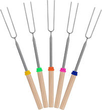 Load image into Gallery viewer, Extendable Stainless Steel Roasting Sticks, 5 Pack, 32" - For S'mores, Hot Dogs, Campfires and Fire Pits