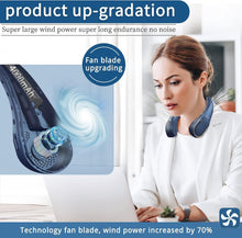 Load image into Gallery viewer, Neck Fan, USB Rechargeable Personal Fan, 4000 mAh Battery Operated, 3 Speeds Adjustable, Faster Cooling, Ultra Quiet, Suitable for Home, Office, Travel, Sports