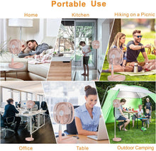 Load image into Gallery viewer, Portable Pedestal Fan - Foldaway Standing Fan Foldable Desk Fan, Use 7200Mah Rechargeable Battery, Remote Control Telescopic 4 Speed Quiet Timer Fan for Home Kitchen Outdoor Camping (Pink)