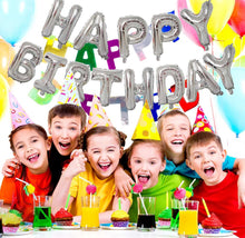 Load image into Gallery viewer, Silver Happy Birthday Balloons Banner,16 Inch Mylar Foil Letters Sign,Reusable Balloons for Women, Men, Boys & Girls Birthday Decorations Party Supplies