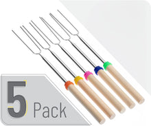 Load image into Gallery viewer, Extendable Stainless Steel Roasting Sticks, 5 Pack, 32" - For S'mores, Hot Dogs, Campfires and Fire Pits