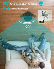 Load image into Gallery viewer, Portable Oscillating Standing Fan,Rechargeable Battery Operated USB Floor Table Desk Fan with Remote, 4 Speed Settings Pedestal Fans for Bedroom Office Camping Fishing Travel Green 7.7"