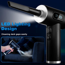 Load image into Gallery viewer, Compressed Air Duster-3 Gear Adjustable 100000RPM Electric Air Duster with LED Light, Rechargeable Cordless Air Blower for Keyboard Electric Devices Cleaning. Replaces Compressed Air Cans (Black)