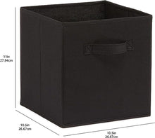 Load image into Gallery viewer, Collapsible Fabric Storage Cubes Organizer with Handles, 10.5"x10.5"x11", Black - Pack of 6