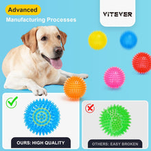 Load image into Gallery viewer, 3.5” Squeaky Dog Toy Balls (6 Colors) Puppy Chew Toys for Teething, BPA Free Non-Toxic, Spikey Medium, Large & Small Dogs, Durable Aggressive Chewers