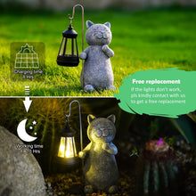 Load image into Gallery viewer, Solar Garden Statue Cat Figurine- Garden Art with Solar Lantern, Loving Cat for Patio,Balcony,Yard, Lawn-Unique Housewarming Gift for Garden Mom Grandma