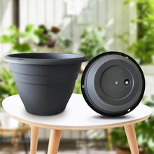 Load image into Gallery viewer, 5-Pack 10 inch Plastic Planters, Round Flower Pots with Drainage Holes, Thick Sturdy Traditional Garden Pots Indoor and Outdoor(Dark Gray)