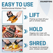Load image into Gallery viewer, Meat Claws For Shredding, Heavy Duty Bear Claws For Shredding Meat, Chicken Shredder Tool, Bear Paws BBQ Claws for Pulled Pork Barbecue Smoker Grill, Smoker Accessories Gifts for Men