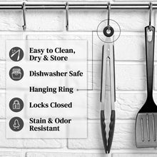 Load image into Gallery viewer, Silicone Tongs for Cooking Grilling (3 food tongs x 7/9/12") Heavy Duty Stainless Steel BBQ Tongs for Grilling, Cooking Tongs, Kitchen Tongs with Silicone Tips, Salad Tongs, Rubber Tongs Buffet