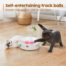 Load image into Gallery viewer, Cat Toys 3in1 Automatic Interactive Kitten Toy, Fluttering Butterfly, Moving Ambush Feather, Track Balls, Dual Power Supplies, USB Powered, Indoor Exercise Kicker (Bright White)