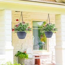 Load image into Gallery viewer, 5-Pack 10 inch Plastic Planters, Round Flower Pots with Drainage Holes, Thick Sturdy Traditional Garden Pots Indoor and Outdoor(Dark Gray)