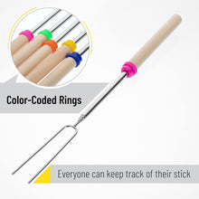 Load image into Gallery viewer, Extendable Stainless Steel Roasting Sticks, 5 Pack, 32" - For S'mores, Hot Dogs, Campfires and Fire Pits