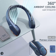 Load image into Gallery viewer, Neck Fan, USB Rechargeable Personal Fan, 4000 mAh Battery Operated, 3 Speeds Adjustable, Faster Cooling, Ultra Quiet, Suitable for Home, Office, Travel, Sports
