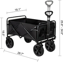 Load image into Gallery viewer, Collapsible Folding Wagon, Beach Cart Large Capacity, Heavy Duty Folding Wagon Portable, Collapsible Wagon for Sports, Shopping, Camping (Black)