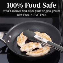 Load image into Gallery viewer, Silicone Tongs for Cooking Grilling (3 food tongs x 7/9/12") Heavy Duty Stainless Steel BBQ Tongs for Grilling, Cooking Tongs, Kitchen Tongs with Silicone Tips, Salad Tongs, Rubber Tongs Buffet