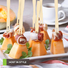 Load image into Gallery viewer, 200 Bamboo Appetizer Forks, 3.5" Disposable Bamboo Fork for Charcuterie, Mini Forks for Appetizers, Cocktail Forks for Weddings, Small Appetizer Picks