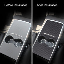 Load image into Gallery viewer, Center Console Wrap Kit Carbon Fiber Console Cover Interior Decoration Wrap Kit Compatible with Tesla Model 3 Model Y 2021 2022 2023Tesla Accessories (Matte Carbon Fiber)