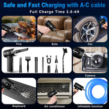 Load image into Gallery viewer, Compressed Air Duster-3 Gear Adjustable 100000RPM Electric Air Duster with LED Light, Rechargeable Cordless Air Blower for Keyboard Electric Devices Cleaning. Replaces Compressed Air Cans (Black)