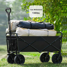 Load image into Gallery viewer, Collapsible Folding Wagon, Beach Cart Large Capacity, Heavy Duty Folding Wagon Portable, Collapsible Wagon for Sports, Shopping, Camping (Black)