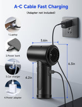 Load image into Gallery viewer, Compressed Air Duster, 3-Gear to 51000RPM Electric Air Duster Portable Air Blower with LED Light, 6000mAhRechargeable Cordless Air Duster for Computer Keyboard Fast Charge(Black)