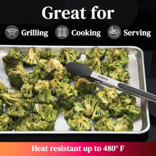 Load image into Gallery viewer, Silicone Tongs for Cooking Grilling (3 food tongs x 7/9/12") Heavy Duty Stainless Steel BBQ Tongs for Grilling, Cooking Tongs, Kitchen Tongs with Silicone Tips, Salad Tongs, Rubber Tongs Buffet
