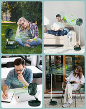 Load image into Gallery viewer, Portable Oscillating Standing Fan,Rechargeable Battery Operated USB Floor Table Desk Fan with Remote, 4 Speed Settings Pedestal Fans for Bedroom Office Camping Fishing Travel Green 7.7"