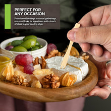 Load image into Gallery viewer, 200 Bamboo Appetizer Forks, 3.5" Disposable Bamboo Fork for Charcuterie, Mini Forks for Appetizers, Cocktail Forks for Weddings, Small Appetizer Picks