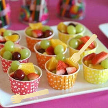 Load image into Gallery viewer, 4" Mini Wooden Spork 100 ct, Biodegradable Compostable Birchwood Fork Spoon 2-in-1 Utensil (100pcs/bag)