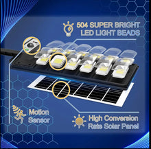 Load image into Gallery viewer, Solar Street Light, 4500mAh 504 LED Solar Parking Lot Street Light, Solar Wall Light, Solar Flood Light (Wide Angle Motion Sensor And Remote Control) For Area Lighting