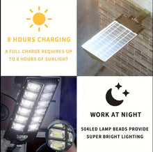 Load image into Gallery viewer, Solar Street Light, 4500mAh 504 LED Solar Parking Lot Street Light, Solar Wall Light, Solar Flood Light (Wide Angle Motion Sensor And Remote Control) For Area Lighting