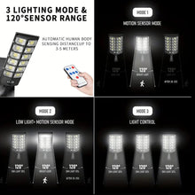 Load image into Gallery viewer, Solar Street Light, 4500mAh 504 LED Solar Parking Lot Street Light, Solar Wall Light, Solar Flood Light (Wide Angle Motion Sensor And Remote Control) For Area Lighting
