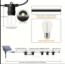 Load image into Gallery viewer, 36FT Solar String Lights Outdoor Patio Lights, Solar Deck Light String, 15+1 Shatterproof Bulbs For Patio, Backyard, Porch, Outdoor