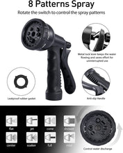 Load image into Gallery viewer, 8 Function Nozzle Expandable Garden Hose, Lightweight & No-Kink Flexible Garden Hose, 3/4 inch Solid Brass Fittings and Double Latex Core