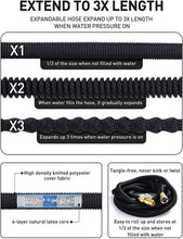 Load image into Gallery viewer, 8 Function Nozzle Expandable Garden Hose, Lightweight & No-Kink Flexible Garden Hose, 3/4 inch Solid Brass Fittings and Double Latex Core