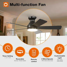 Load image into Gallery viewer, Wholesale: Ceiling Fans with Lights, 42 Inch Low Profile Ceiling Fan with Light and Remote Control, Flush Mount, Reversible, 3CCT, Dimmable, Quiet, Black Small Ceiling Fan for Bedroom Indoor/Outdoor Use