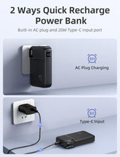 Load image into Gallery viewer, Wholesale:  Portable Charger Built in Cables, AC Wall Plug In Portable Charger Power Bank 10000mAh Travel Battery Pack 22.5W Fast Charging for iPhone 17/16/15 Samsung Galaxy S24/S23/S22 Pixel LG iPad, Black