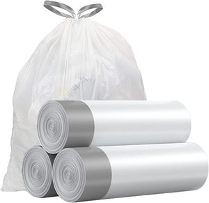 Small Trash Bags 4 Gallon - Drawstring, Individual Unscented Small Garbage Bags, White Trash Can Liners For Bathroom, 51 Count