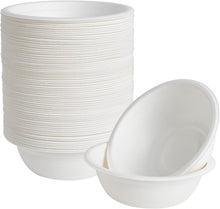 Load image into Gallery viewer, 150 Pack 12 oz Paper Bowls, Disposable Compostable Bowls Heavy-Duty, Biodegradable Soup Bowls Made of Natural Bagasse, Eco-Friendly Sugarcane Bowls for Salad, Dessert, Milk, Cereals
