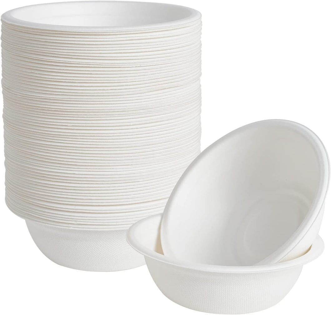 150 Pack 12 oz Paper Bowls, Disposable Compostable Bowls Heavy-Duty, Biodegradable Soup Bowls Made of Natural Bagasse, Eco-Friendly Sugarcane Bowls for Salad, Dessert, Milk, Cereals