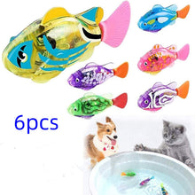 Load image into Gallery viewer, Interactive Robot Fish Toys for Cat/Dog(6 Pcs), Activated Swimming in Water with LED Light, Swimming Bath Plastic Fish Toy Gift to Stimulate Your Pet&#39;s Hunter Instincts
