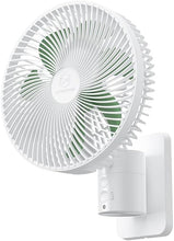 Load image into Gallery viewer, 8 Inch Small Wall Mounted Fan with Remote Control, AC/DC(12V), 90°Oscillating, 4 Speeds, Timer, Adjustable Tilt, 70-Inches Cord Ultra Quiet, for Home Office Camping-White

