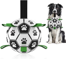 Load image into Gallery viewer, Dog Toys Soccer Ball with Straps, Interactive Dog Toys for Tug of War, Puppy Birthday Gifts, Dog Tug Toy, Dog Water Toy, Durable Dog Balls World Cup for Small &amp; Medium Dogs（6 Inch）
