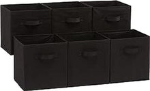 Load image into Gallery viewer, Collapsible Fabric Storage Cubes Organizer with Handles, 10.5&quot;x10.5&quot;x11&quot;, Black - Pack of 6
