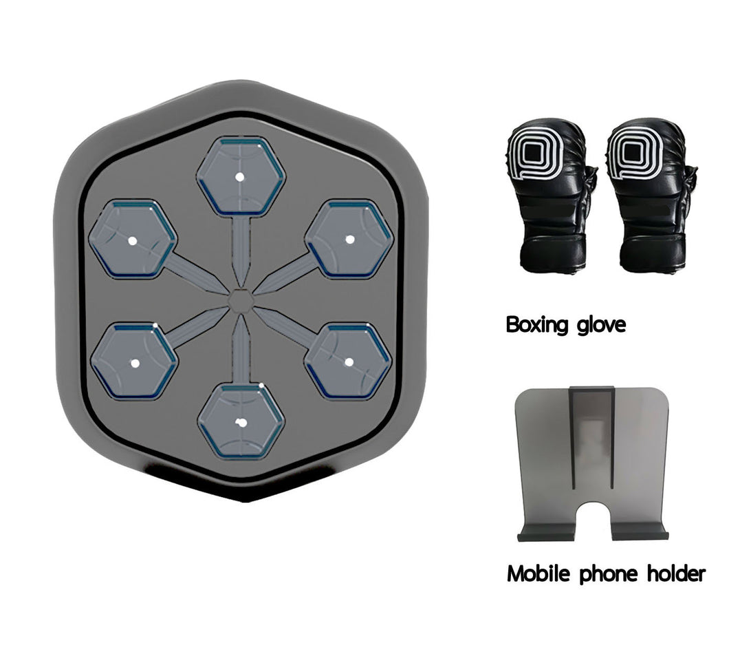 Smart Music Boxing Machine with LED, Electronic Punching Machine with Phone Holder & Boxing Gloves
